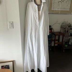 Beautiful floor length white cotton shirt dress sz L